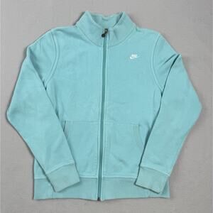 Nike Women’s Full Zip Jacket Aqua Blue Sherpa Lined Funnel Neck Size L